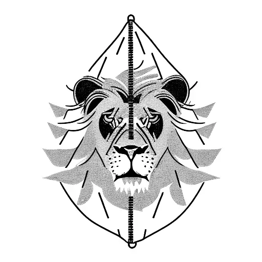 A lion wearing a raincoat surrounded by prison bars tattoo design idea