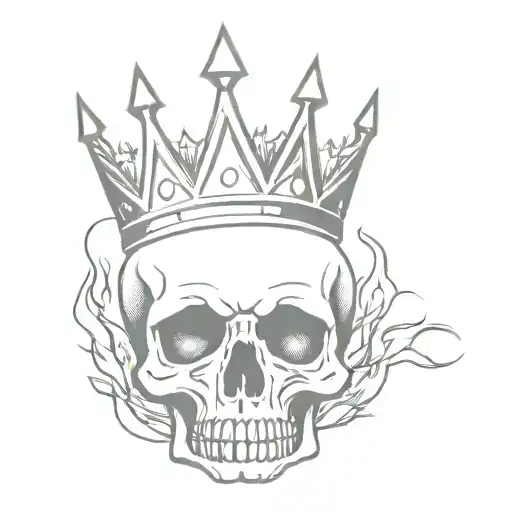 skull with crown and fire tattoo design idea