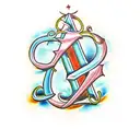 Letters C and M with a Cello tattoo design idea