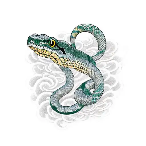 Nagga snake combining Japanese style with new school. The design should be applied in a half sleeve arm  tattoo design idea
