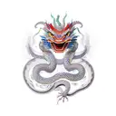 Combine elements of a traditional Japanese dragon with the vibrant colors and bold lines of new-school style snake nagga tattoo design idea