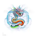 Combine elements of a traditional Japanese dragon with the vibrant colors and bold lines of new-school style snake nagga tattoo design idea