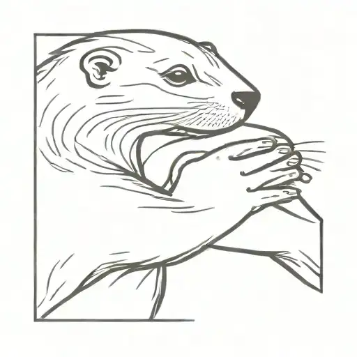 otter holding hands tattoo design idea