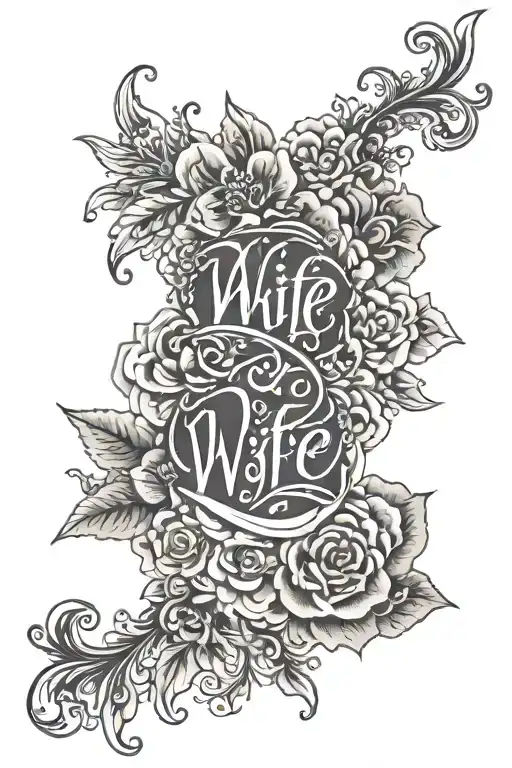 wife name written inside karishma tattoo design idea