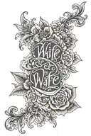 wife name written inside karishma tattoo design idea