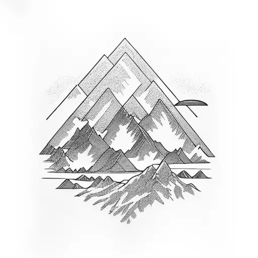Mountain Scene sunset lake cuff  tattoo design idea