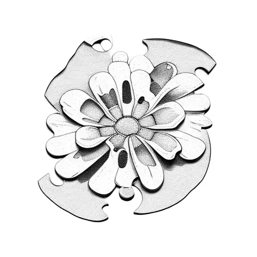 marigold flowers with puzzle pieces  tattoo design idea