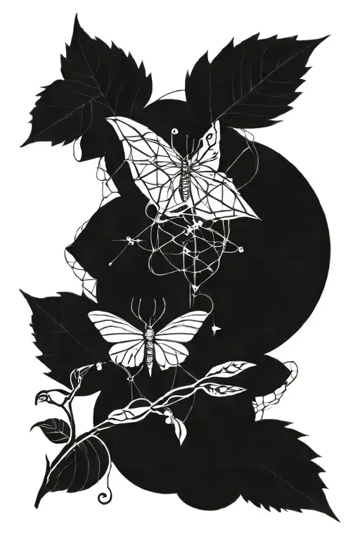 Math equations intertwined with intricate nature elements tattoo design idea