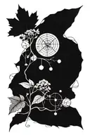 Math equations intertwined with intricate nature elements tattoo design idea