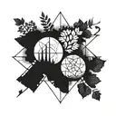 Math equations intertwined with intricate nature elements tattoo design idea