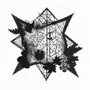 Math equations intertwined with intricate nature elements tattoo design idea