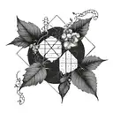 Math equations intertwined with intricate nature elements tattoo design idea