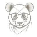 Happy Female panda with square eyeglasses tattoo design idea