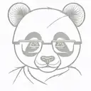 Happy Female panda with square eyeglasses tattoo design idea