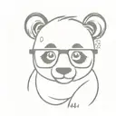 Happy Female panda with square eyeglasses tattoo design idea