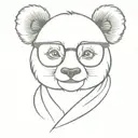 Happy Female panda with square eyeglasses tattoo design idea