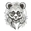 Female panda with eyeglasses tattoo design idea