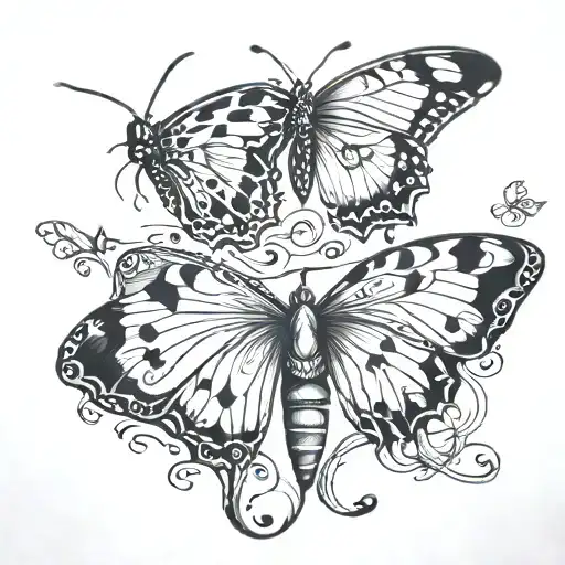 half moth half butterfly semicolon body  tattoo design idea