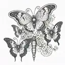 half moth half butterfly semicolon body  tattoo design idea