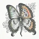 half moth half butterfly semicolon body  tattoo design idea
