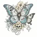 half moth half butterfly semicolon body  tattoo design idea