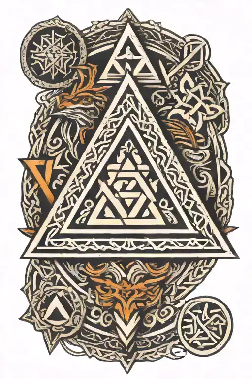 Valknut symbol incorporating elements tattoo design idea