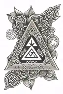 Valknut symbol incorporating elements intertwined tattoo design idea