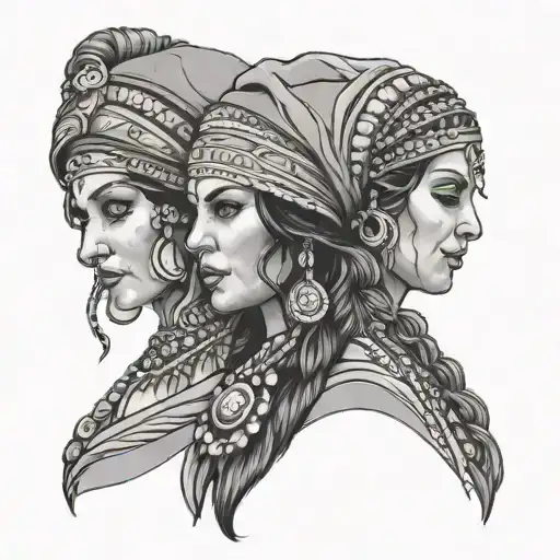 three gypsies together symbolizing tattoo design idea