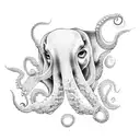 Create a dotwork tattoo featuring an octopus and an elephant in a harmonious underwater scene tattoo design idea