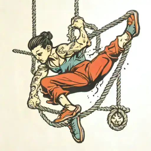 gymnast walking on a rope   tattoo design idea