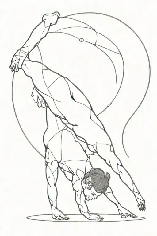 gymnast walking / thighrope walker juggling tattoo design idea