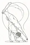 gymnast walking / thighrope walker juggling tattoo design idea