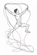 gymnast walking / thighrope walker juggling tattoo design idea