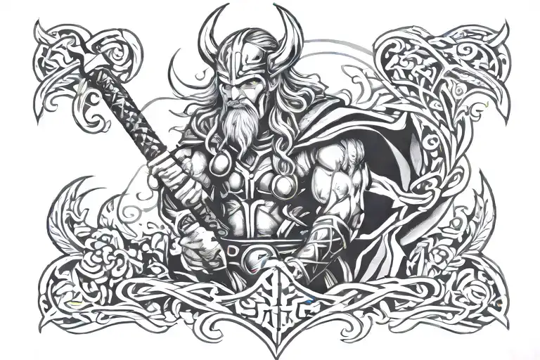 Thor Norse mythology tattoo design idea