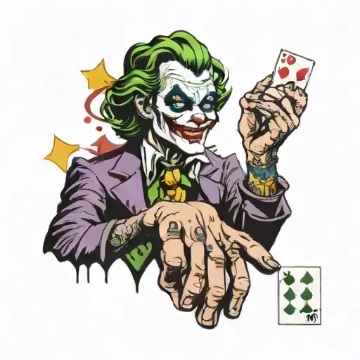 joker throwing dice on hand color tattoo Himiko tattoo design idea