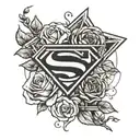 A tattoo design combining roses and Superman in a yin and yang symbol tattoo design idea