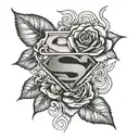 A tattoo design combining roses and Superman in a yin and yang symbol tattoo design idea