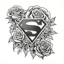 A tattoo design combining roses and Superman in a yin and yang symbol tattoo design idea