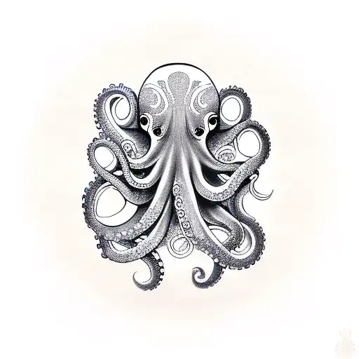 octopus treasure chest waves tattoo design idea