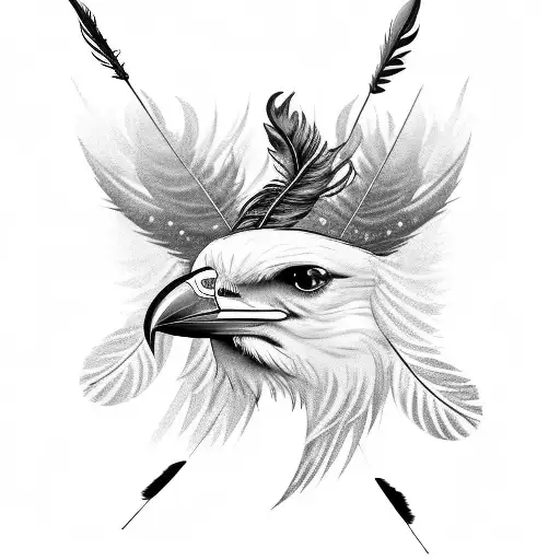 A club member riding a crow chopper bike with a trail of feathers behind tattoo design idea