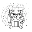 cat in spaceship tattoo design idea