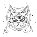 cat in spaceship tattoo design idea