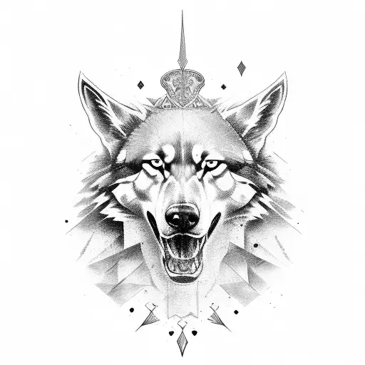 serbian knight with wolf tattoo design idea