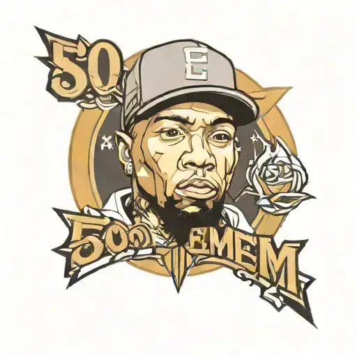 eminem 50 cent With text tattoo design idea