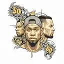 eminem 50 cent With text tattoo design idea