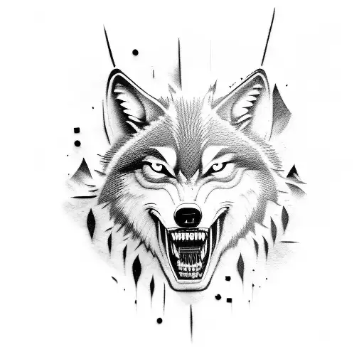 A wolf with an evil snarl of teeth tattoo design idea