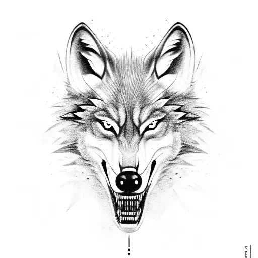 A wolf with an evil snarl of teeth tattoo design idea