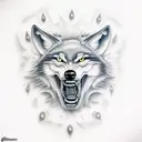 A wolf with an evil snarl of teeth tattoo design idea