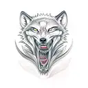 A wolf with an evil snarl of teeth tattoo design idea