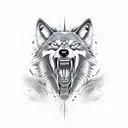 A wolf with an evil snarl of teeth tattoo design idea